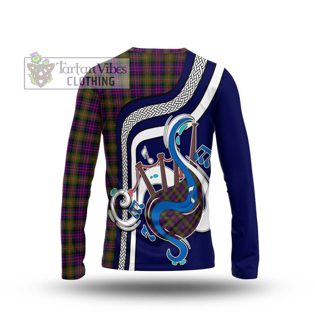 Tartan Vibes Clothing MacDonell of Glengarry Modern Tartan Long Sleeve T-Shirt with Epic Bagpipe Style