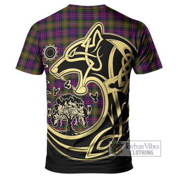 MacDonell of Glengarry Modern Tartan T-Shirt with Family Crest Celtic Wolf Style