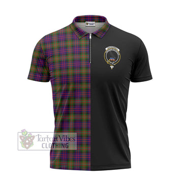 MacDonell of Glengarry Modern Tartan Zipper Polo Shirt with Family Crest and Half Of Me Style