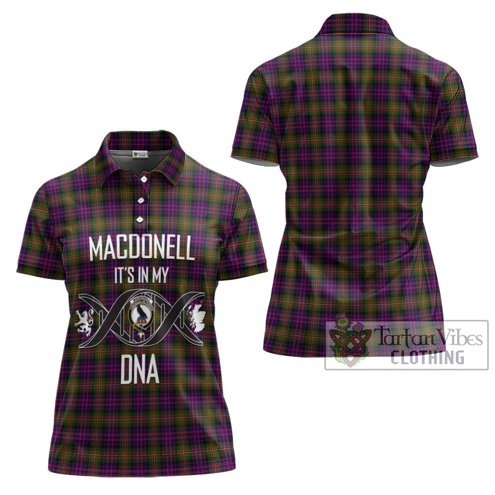 MacDonell of Glengarry Modern Tartan Women's Polo Shirt with Family Crest DNA In Me Style - Tartanvibesclothing Shop