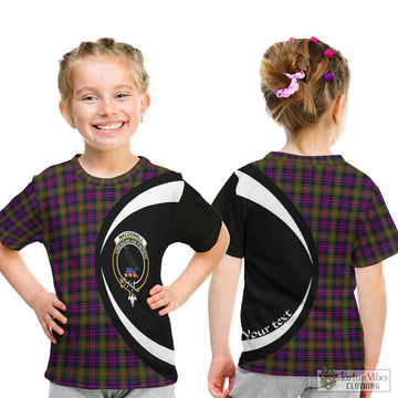 MacDonell of Glengarry Modern Tartan Kid T-Shirt with Family Crest Circle Style