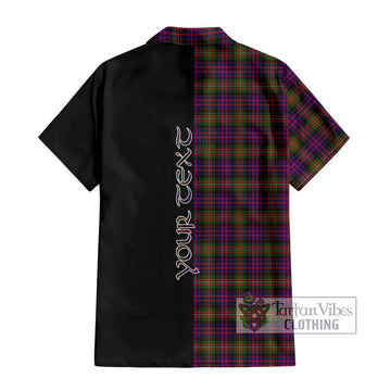 MacDonell of Glengarry Modern Tartan Short Sleeve Button Shirt with Family Crest and Half Of Me Style