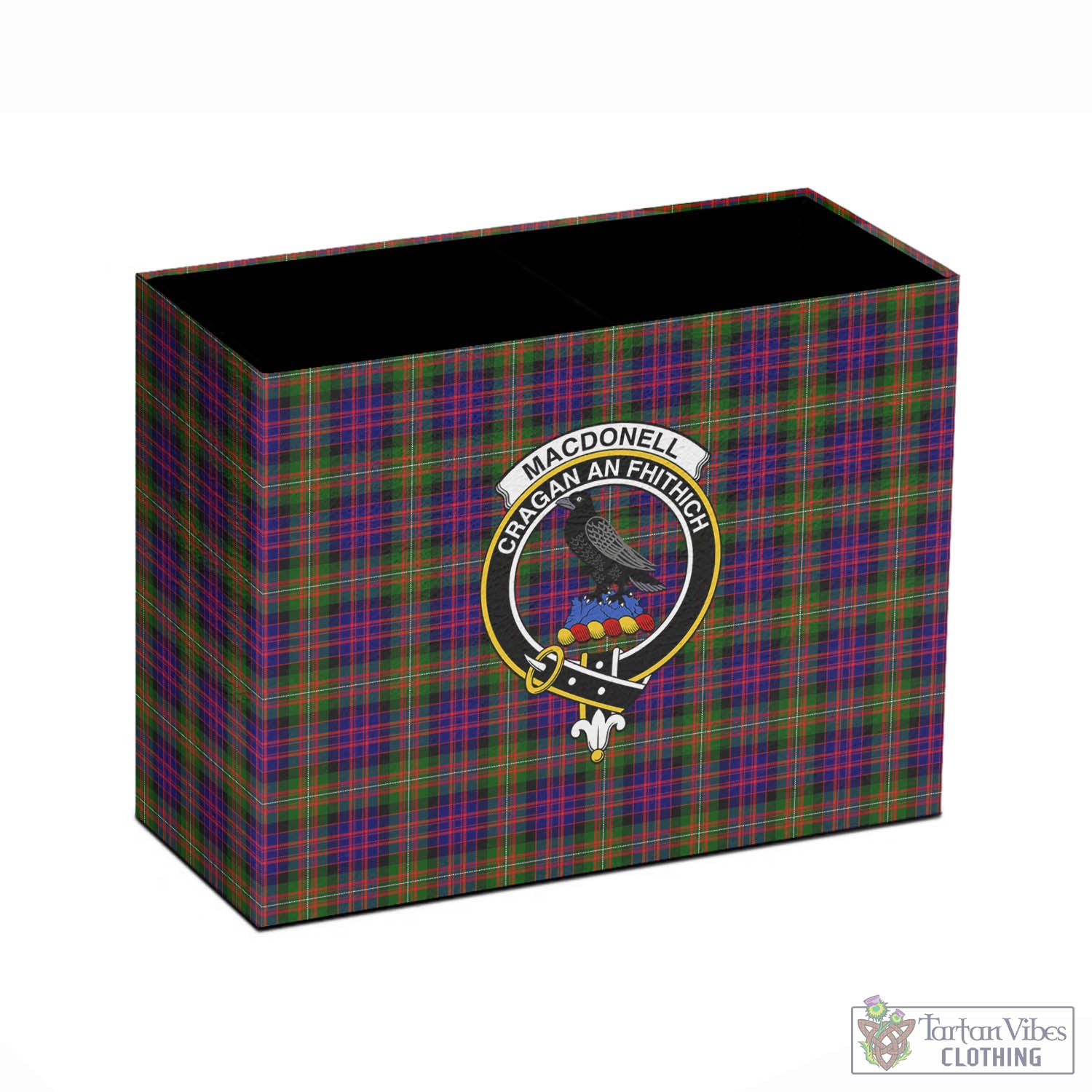 Tartan Vibes Clothing MacDonell of Glengarry Modern Tartan Pen Holder with Family Crest