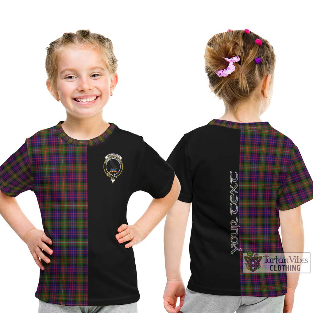 MacDonell of Glengarry Modern Tartan Kid T-Shirt with Family Crest and Half Of Me Style - Tartanvibesclothing Shop