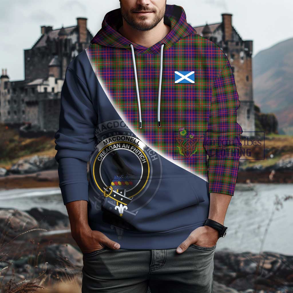 Tartan Vibes Clothing MacDonell of Glengarry Modern Tartan Hoodie with Personalised National Flag and Family Crest Half Style