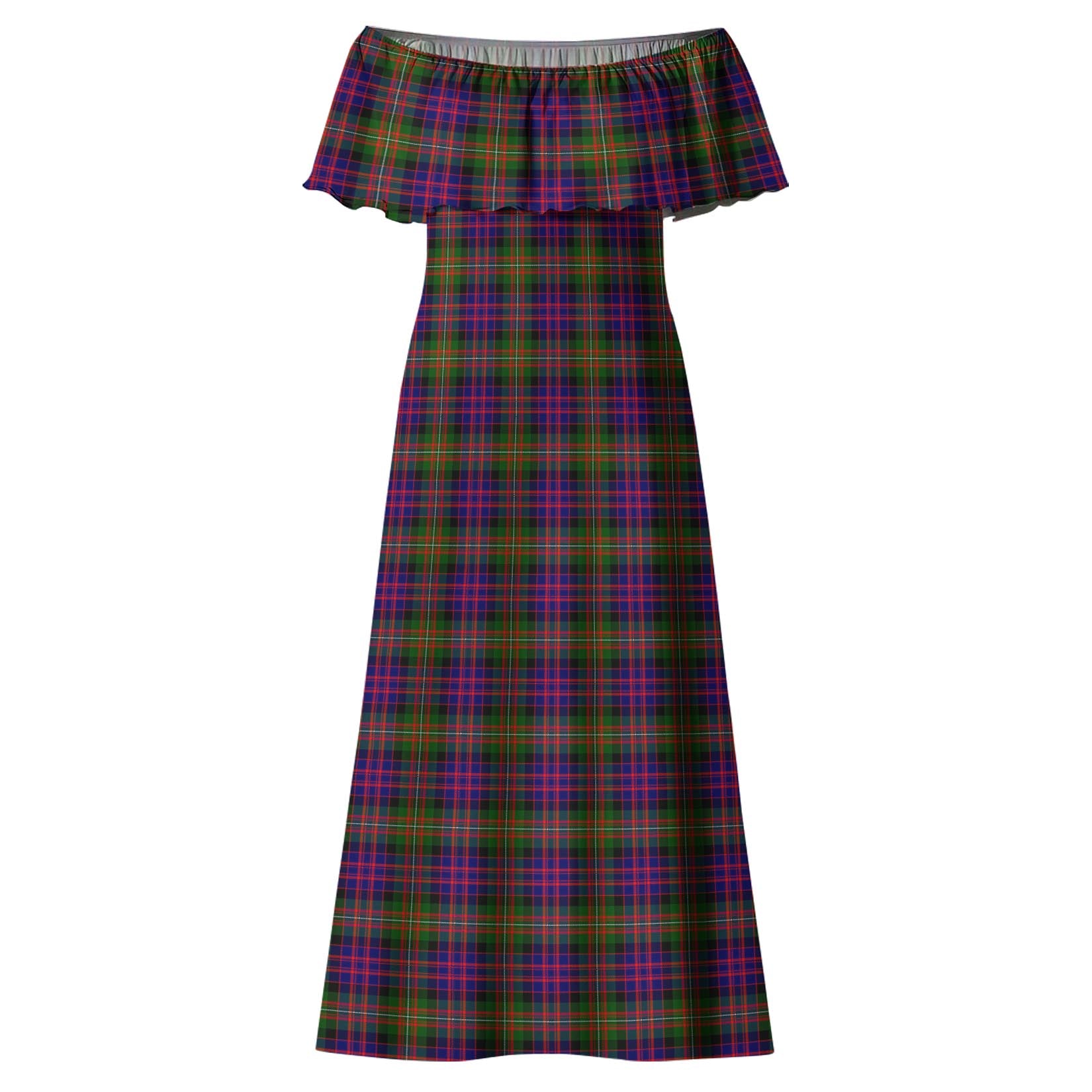 MacDonell of Glengarry Modern Tartan Off Shoulder Long Dress - Tartanvibesclothing