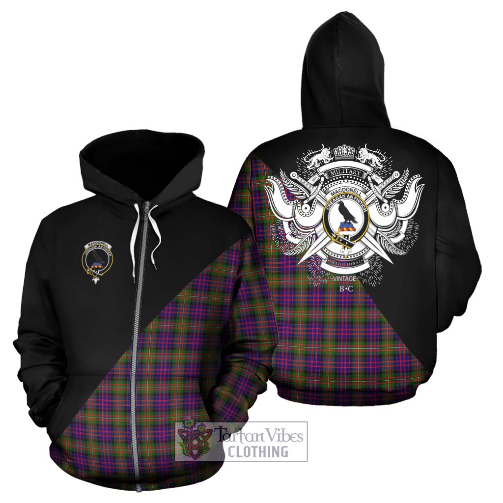 Tartan Vibes Clothing MacDonell of Glengarry Modern Tartan Hoodie with Family Crest and Military Logo Style