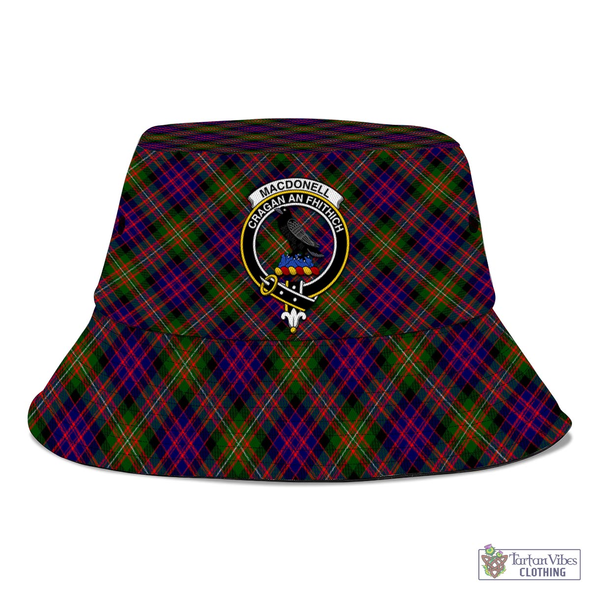 Tartan Vibes Clothing MacDonell of Glengarry Modern Tartan Bucket Hat with Family Crest