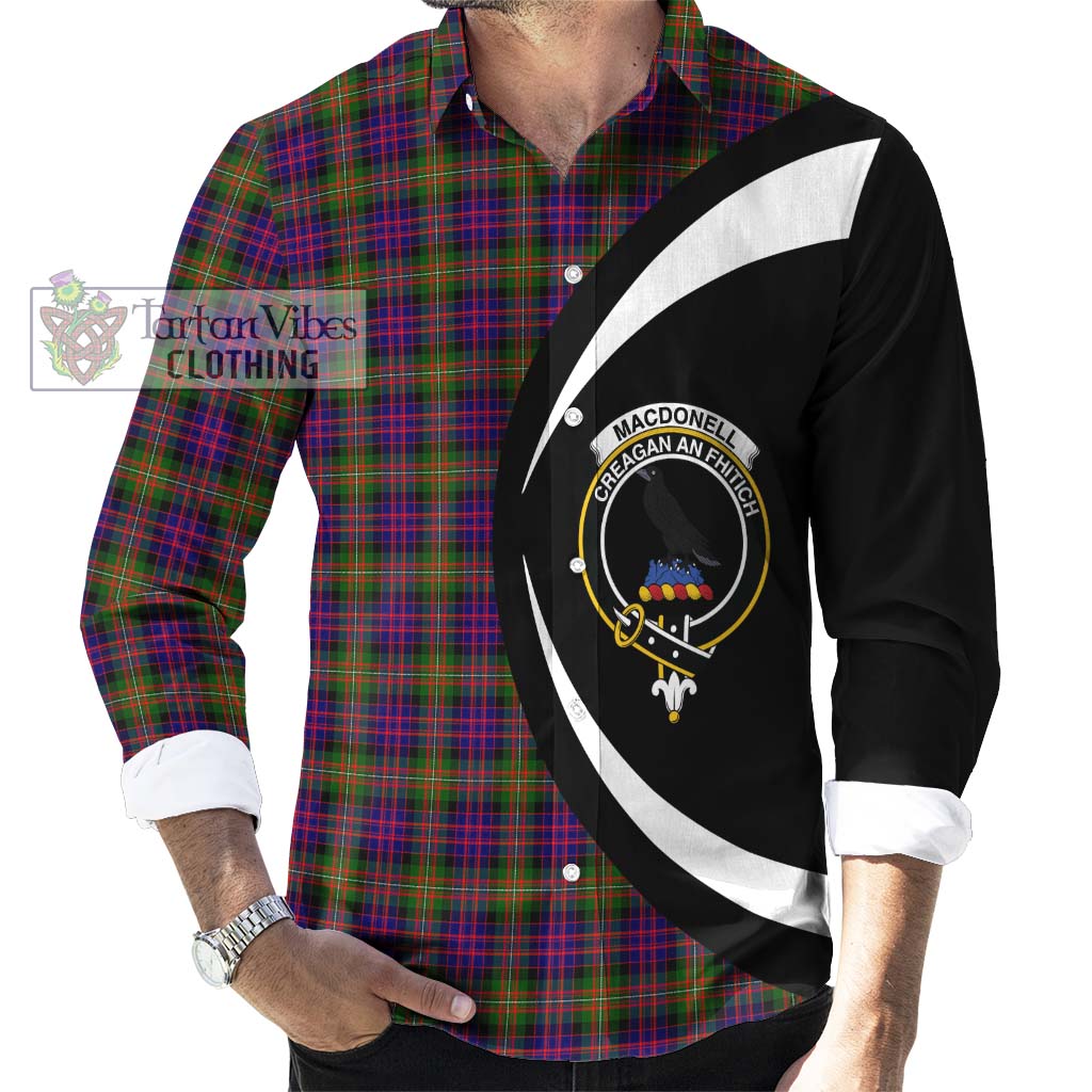 MacDonell of Glengarry Modern Tartan Long Sleeve Button Up with Family Crest Circle Style - Tartan Vibes Clothing