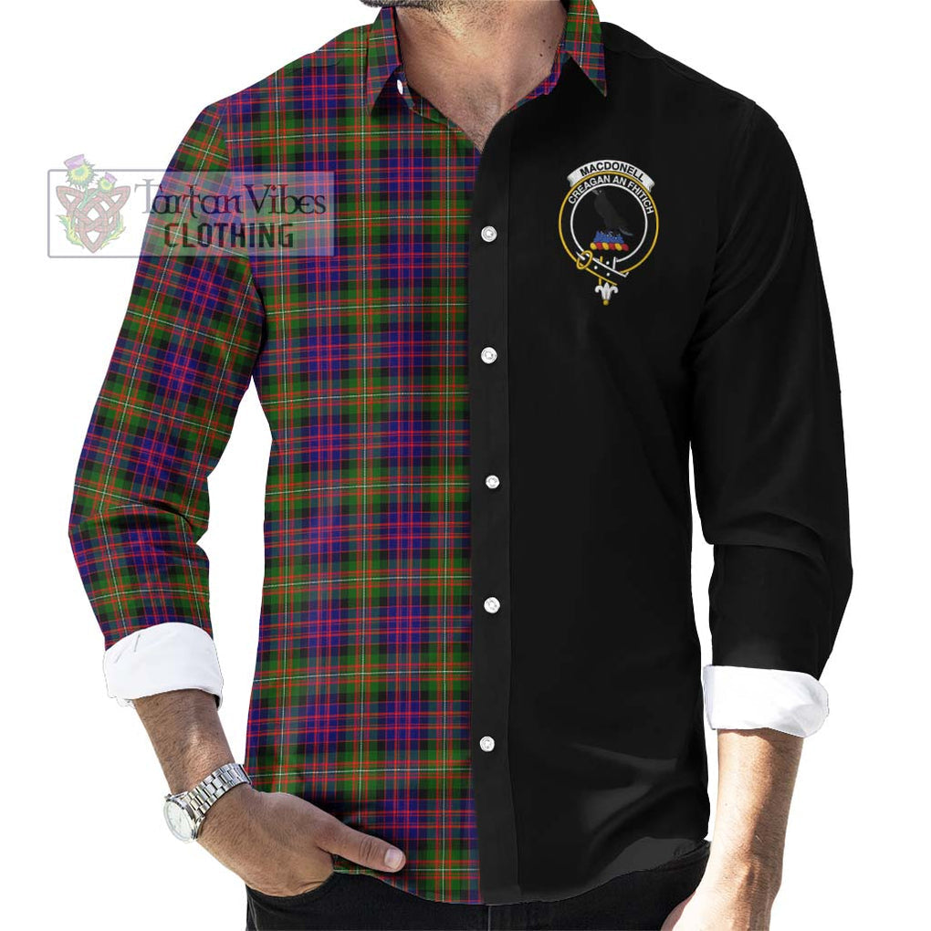 MacDonell of Glengarry Modern Tartan Long Sleeve Button Shirt with Family Crest and Half Of Me Style - Tartanvibesclothing Shop