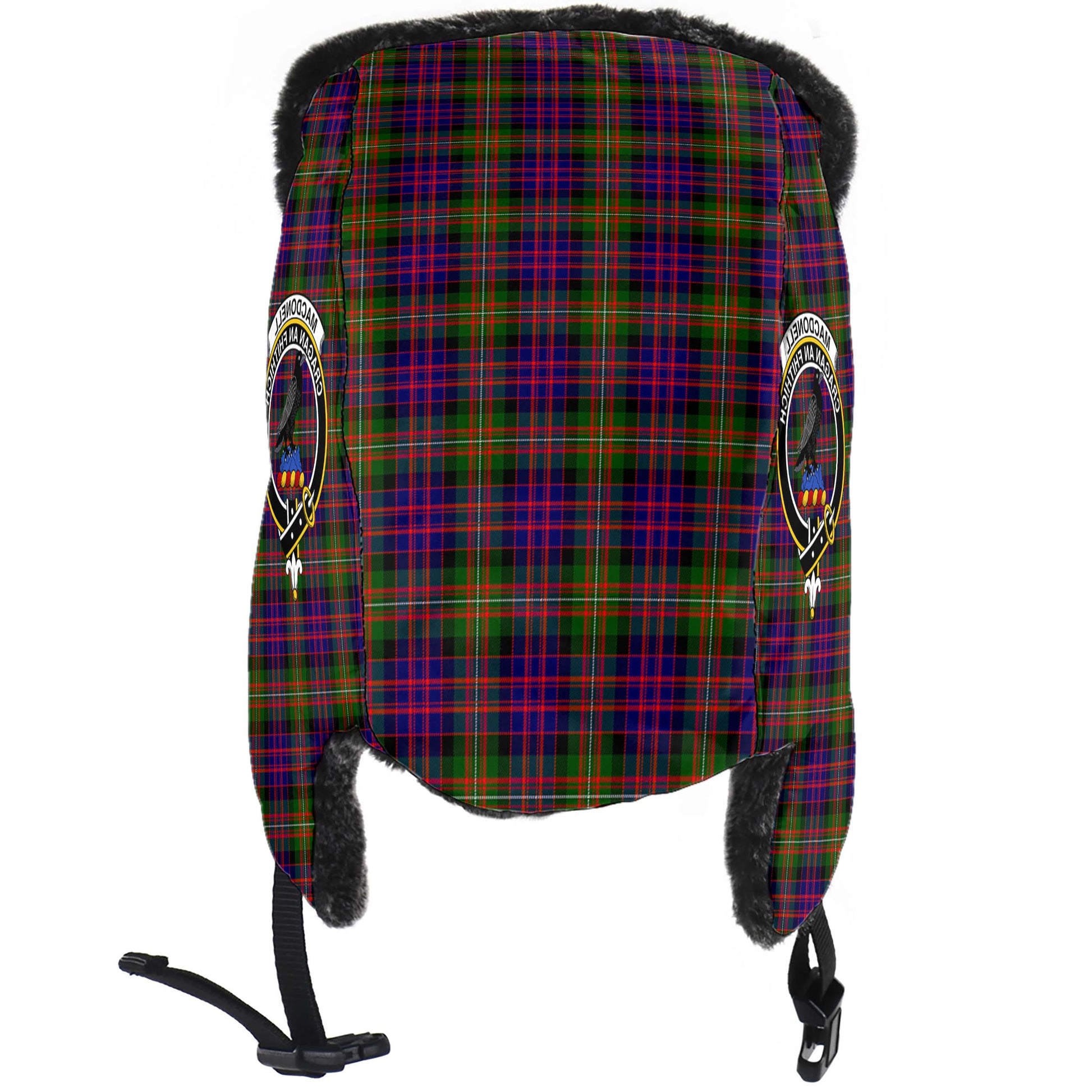 MacDonell of Glengarry Modern Tartan Winter Trapper Hat with Family Crest - Tartanvibesclothing