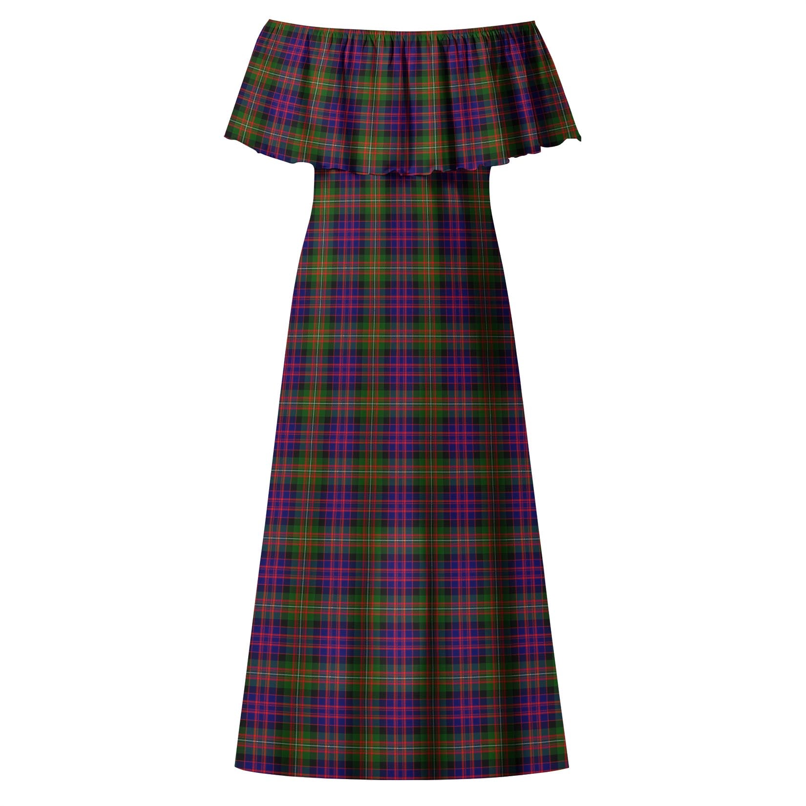 MacDonell of Glengarry Modern Tartan Off Shoulder Long Dress - Tartanvibesclothing