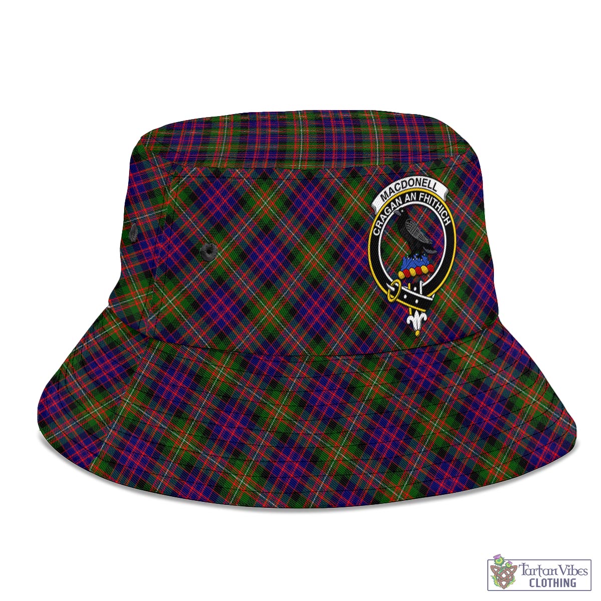 Tartan Vibes Clothing MacDonell of Glengarry Modern Tartan Bucket Hat with Family Crest