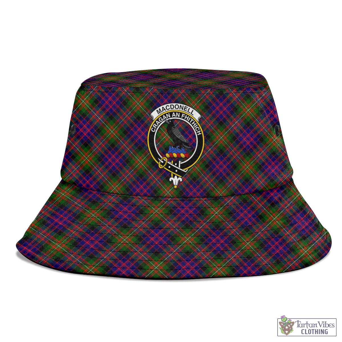 Tartan Vibes Clothing MacDonell of Glengarry Modern Tartan Bucket Hat with Family Crest