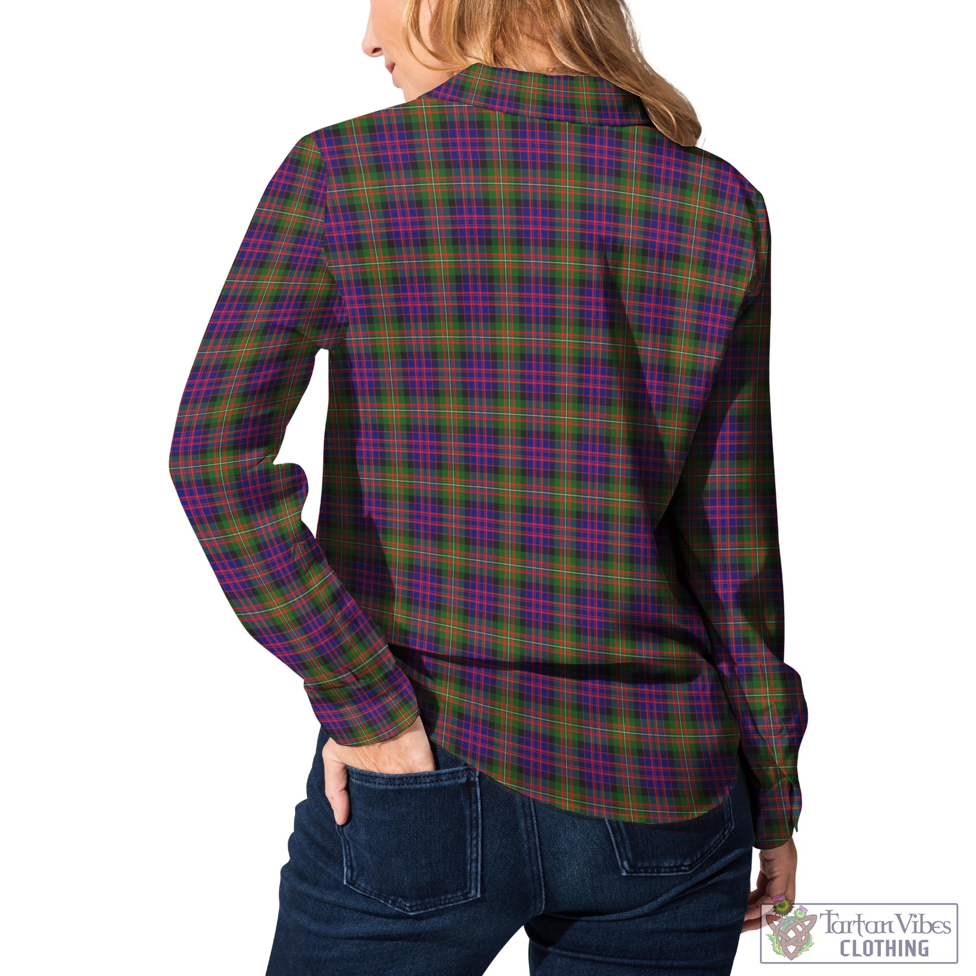 Tartan Vibes Clothing MacDonell of Glengarry Modern Tartan Womens Casual Shirt with Family Crest