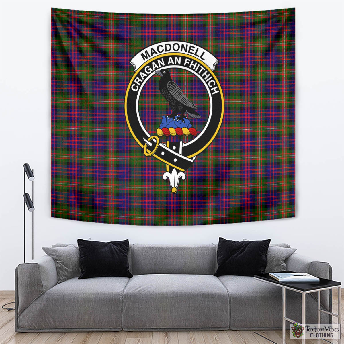 Tartan Vibes Clothing MacDonell of Glengarry Modern Tartan Tapestry Wall Hanging and Home Decor for Room with Family Crest