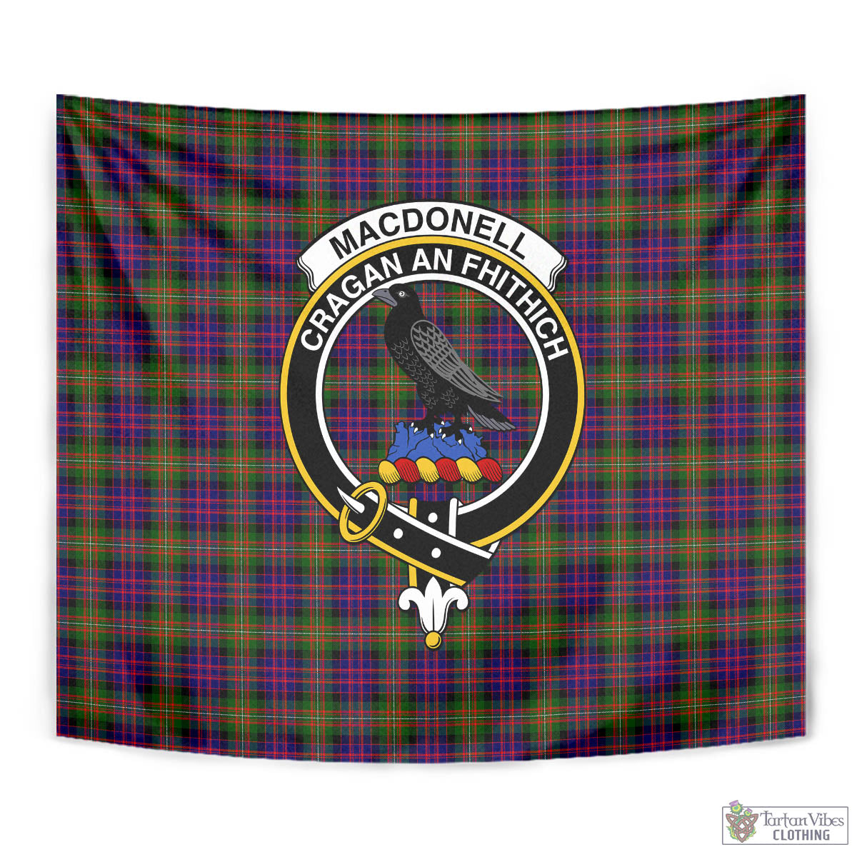 Tartan Vibes Clothing MacDonell of Glengarry Modern Tartan Tapestry Wall Hanging and Home Decor for Room with Family Crest