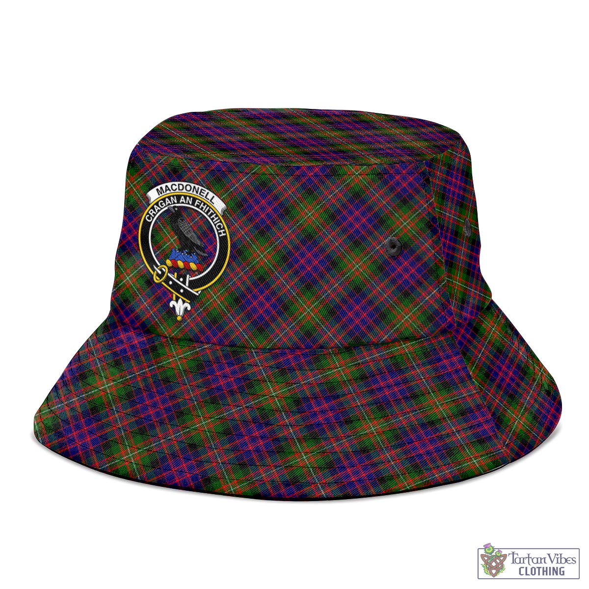 Tartan Vibes Clothing MacDonell of Glengarry Modern Tartan Bucket Hat with Family Crest