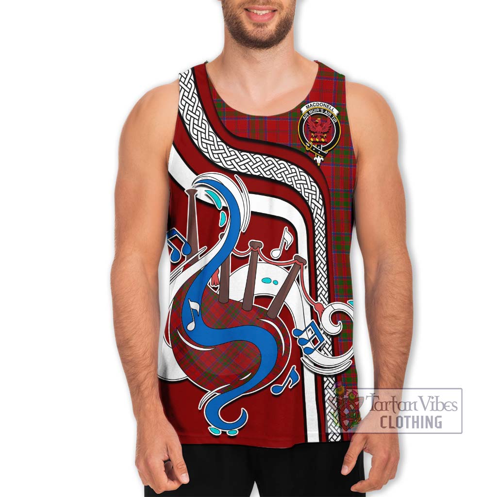 Tartan Vibes Clothing MacDonell of Keppoch Tartan Men's Tank Top with Epic Bagpipe Style