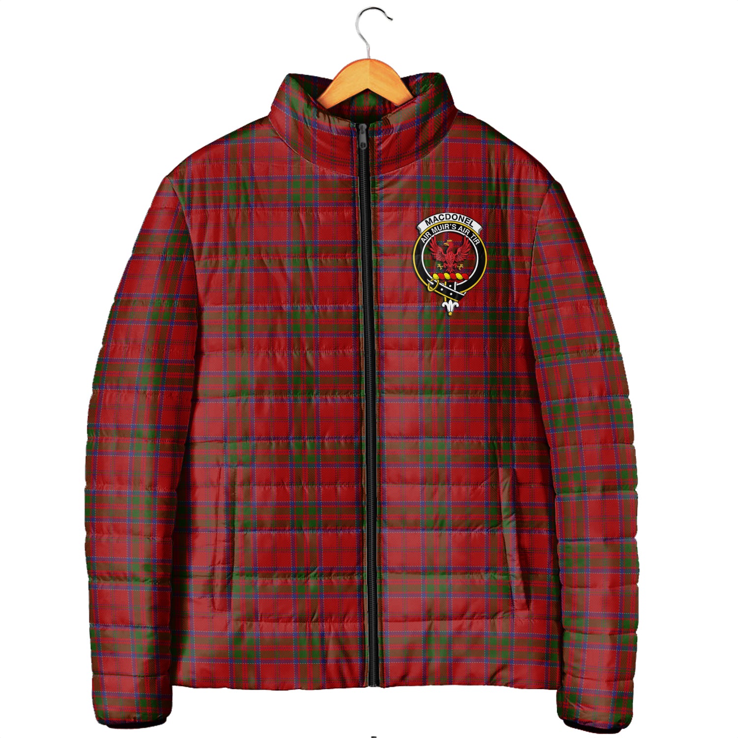 MacDonell of Keppoch Tartan Padded Jacket with Family Crest Men's Padded Jacket - Tartan Vibes Clothing