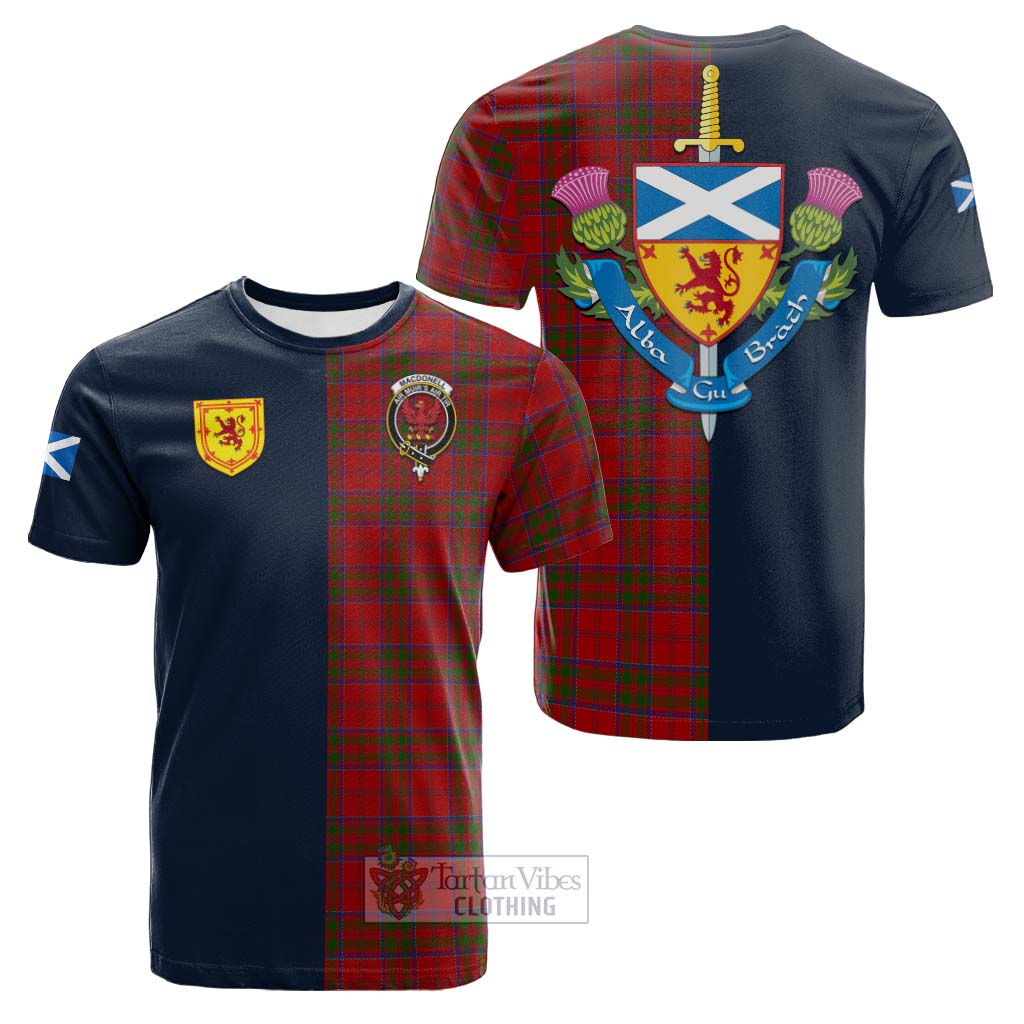 Tartan Vibes Clothing MacDonell of Keppoch Tartan Cotton T-shirt with Scottish Lion Royal Arm Half Style