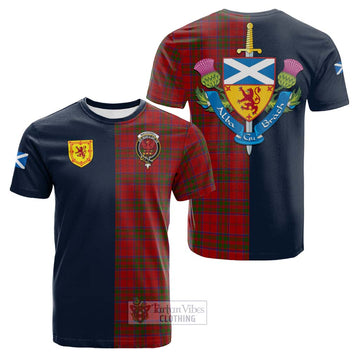 MacDonell of Keppoch Tartan Cotton T-shirt with Scottish Lion Royal Arm Half Style