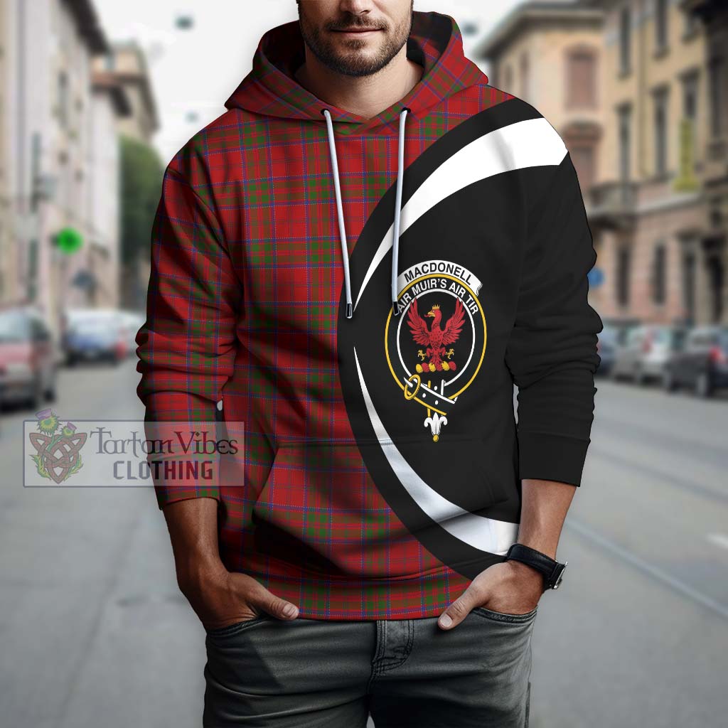 Tartan Vibes Clothing MacDonell of Keppoch Tartan Hoodie with Family Crest Circle Style