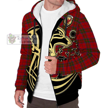 MacDonell of Keppoch Tartan Sherpa Hoodie with Family Crest Celtic Wolf Style