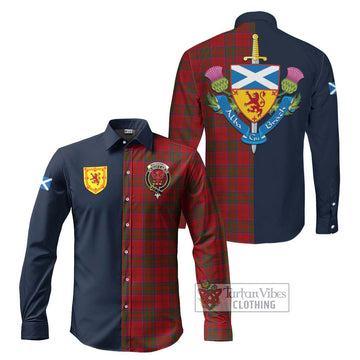 MacDonell of Keppoch Tartan Long Sleeve Button Shirt Alba with Scottish Lion Royal Arm Half Style