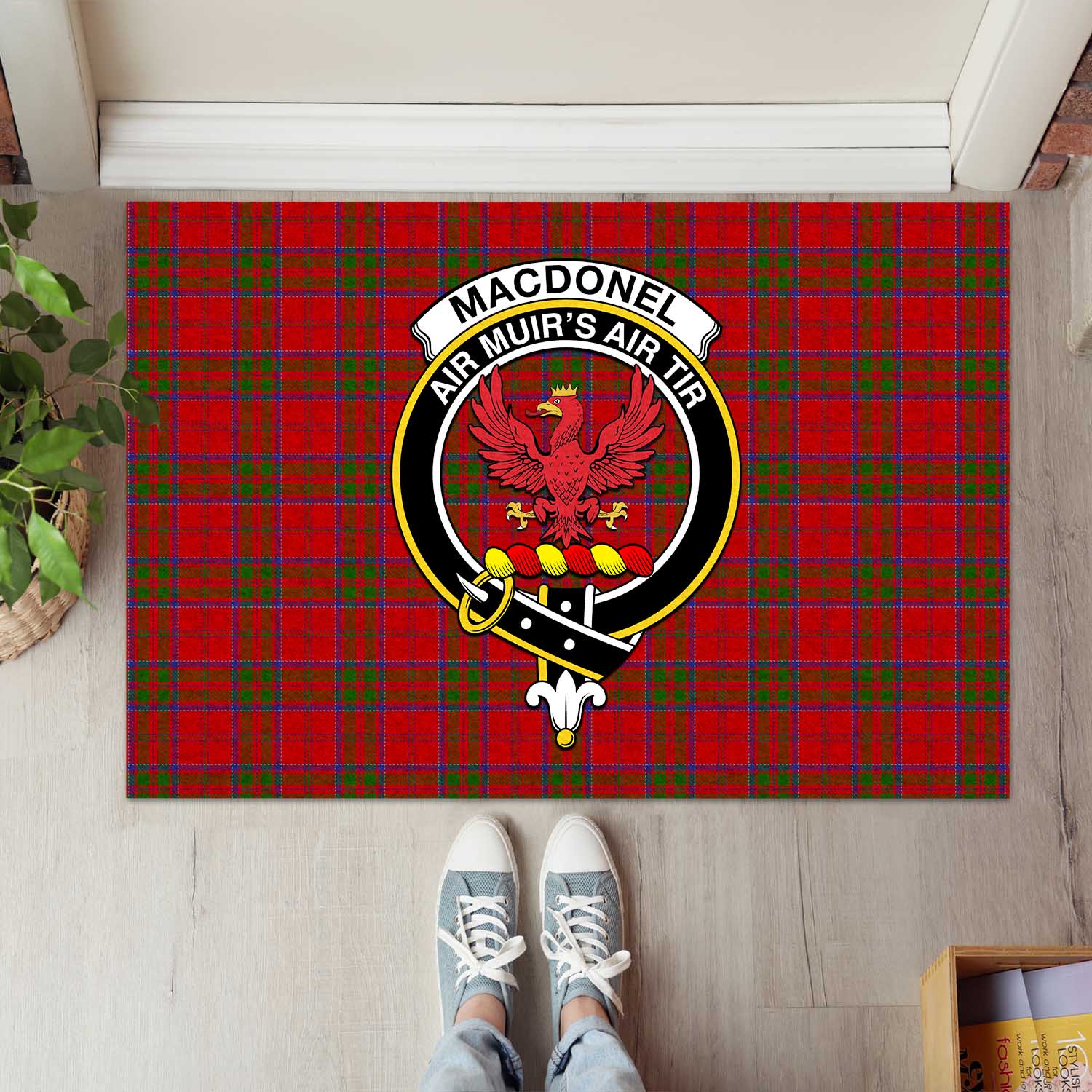 MacDonell of Keppoch Tartan Door Mat with Family Crest - Tartanvibesclothing