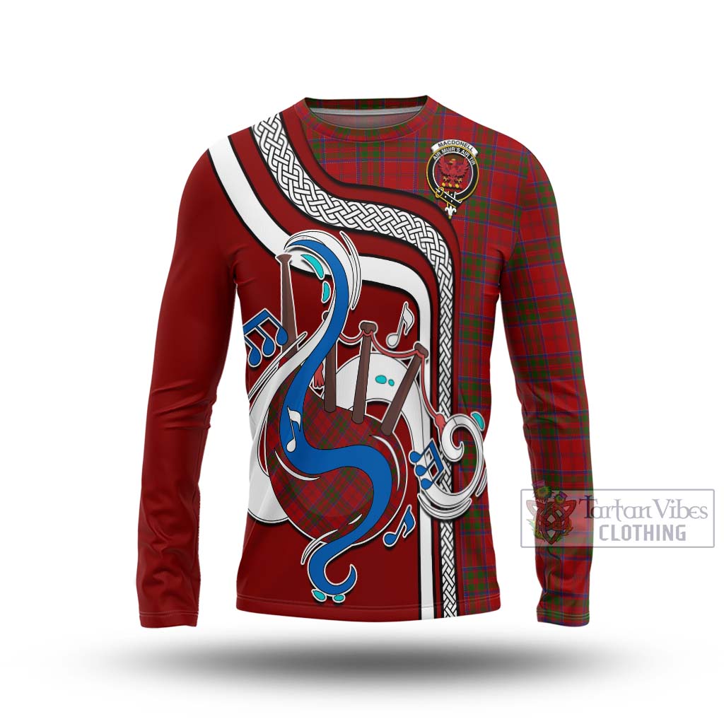 Tartan Vibes Clothing MacDonell of Keppoch Tartan Long Sleeve T-Shirt with Epic Bagpipe Style