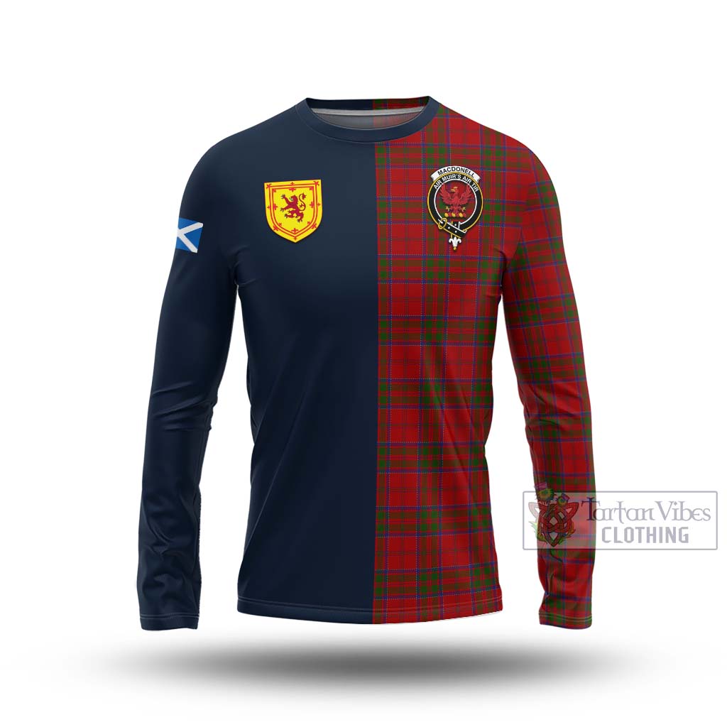 Tartan Vibes Clothing MacDonell of Keppoch Tartan Long Sleeve T-Shirt with Scottish Lion Royal Arm Half Style