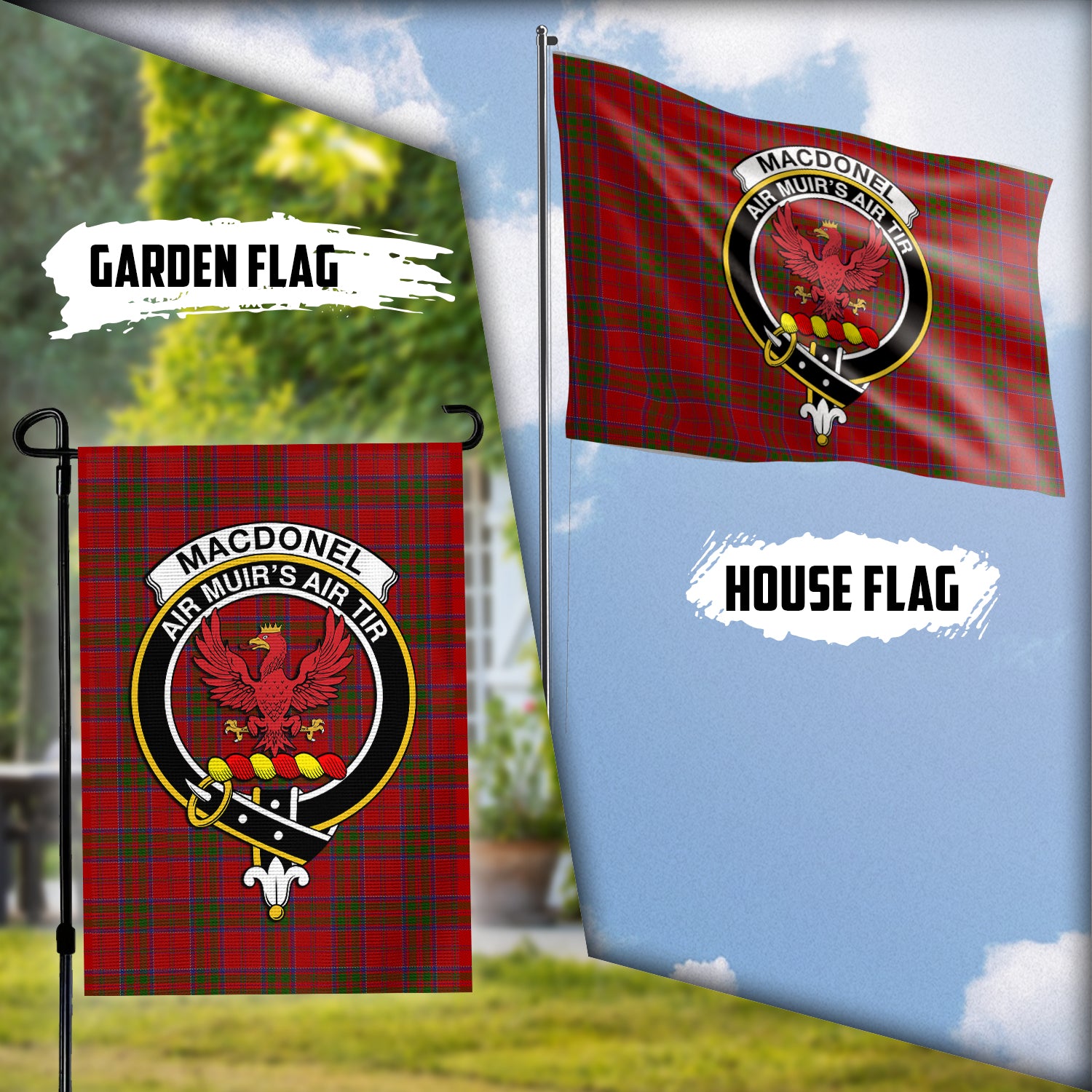 macdonell-of-keppoch-tartan-flag-with-family-crest
