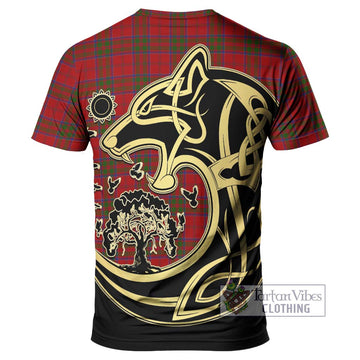 MacDonell of Keppoch Tartan T-Shirt with Family Crest Celtic Wolf Style