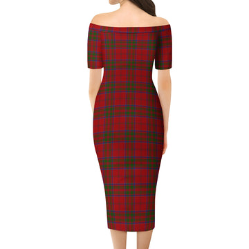 MacDonell of Keppoch Tartan Off Shoulder Lady Dress