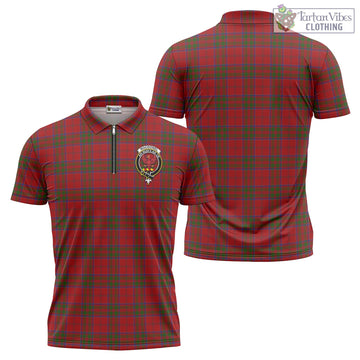 MacDonell of Keppoch Tartan Zipper Polo Shirt with Family Crest