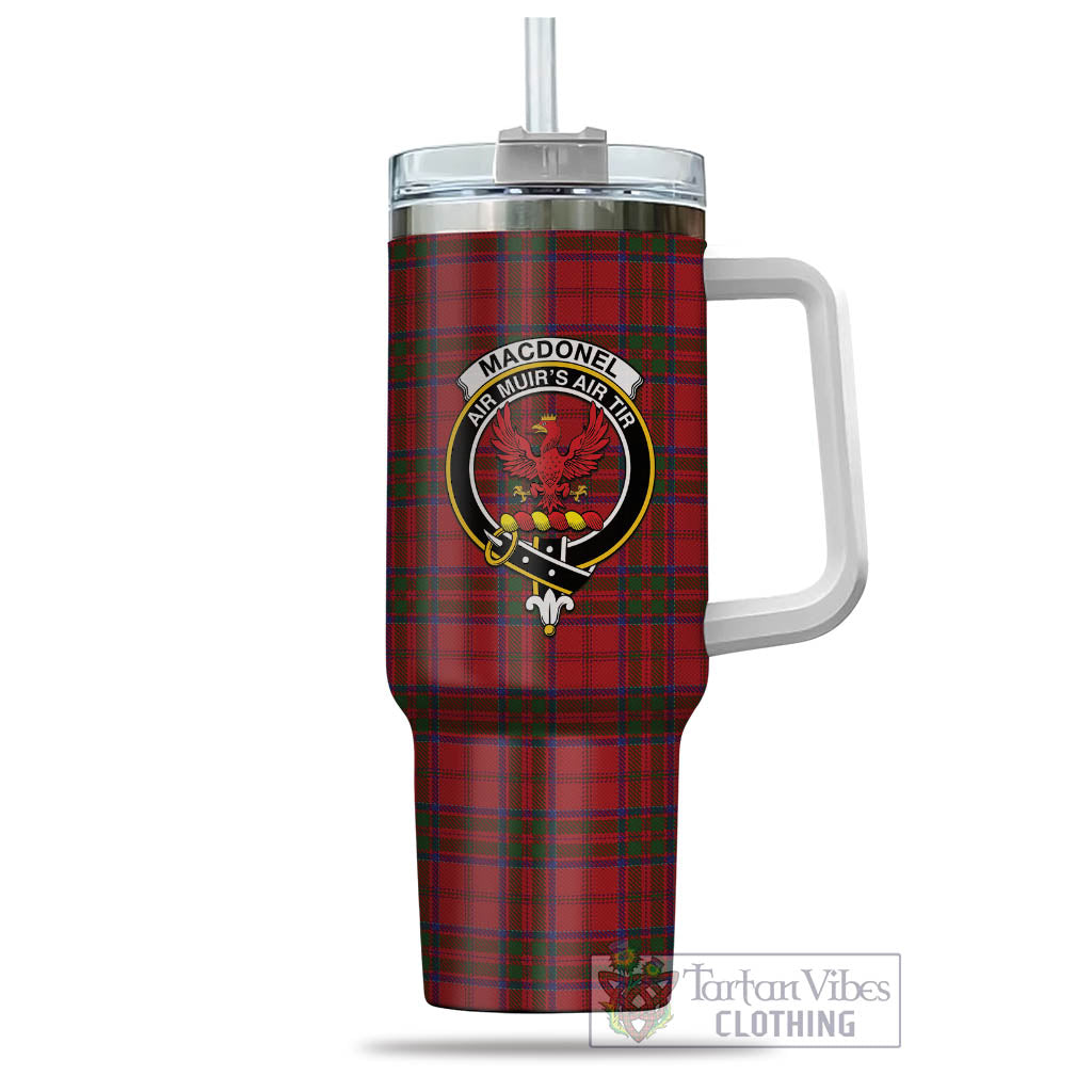 Tartan Vibes Clothing MacDonell of Keppoch Tartan and Family Crest Tumbler with Handle