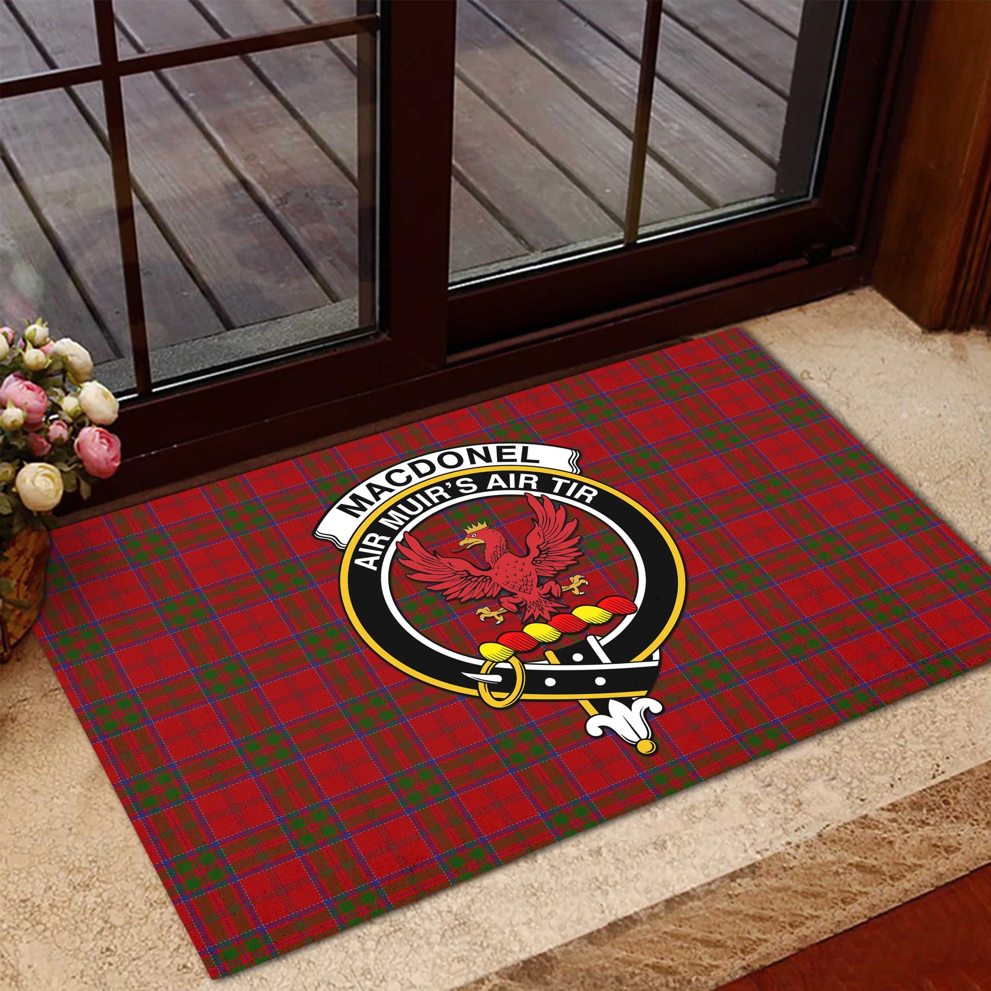 MacDonell of Keppoch Tartan Door Mat with Family Crest - Tartanvibesclothing