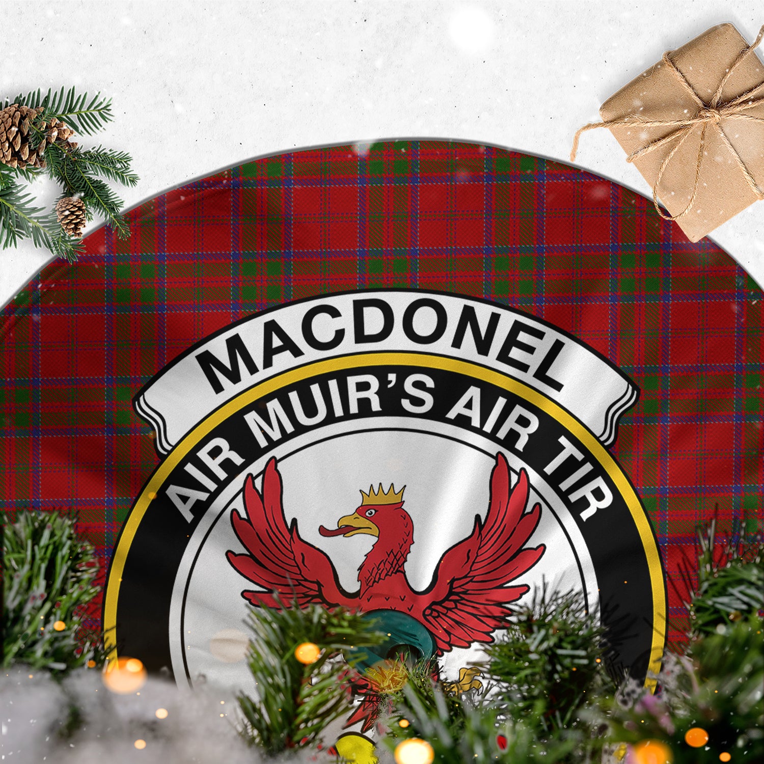 MacDonell of Keppoch Tartan Christmas Tree Skirt with Family Crest - Tartanvibesclothing