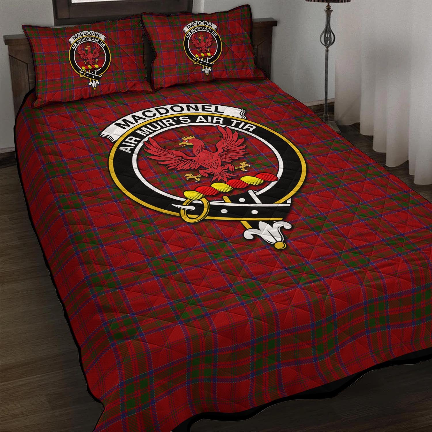 MacDonell of Keppoch Tartan Quilt Bed Set with Family Crest - Tartanvibesclothing