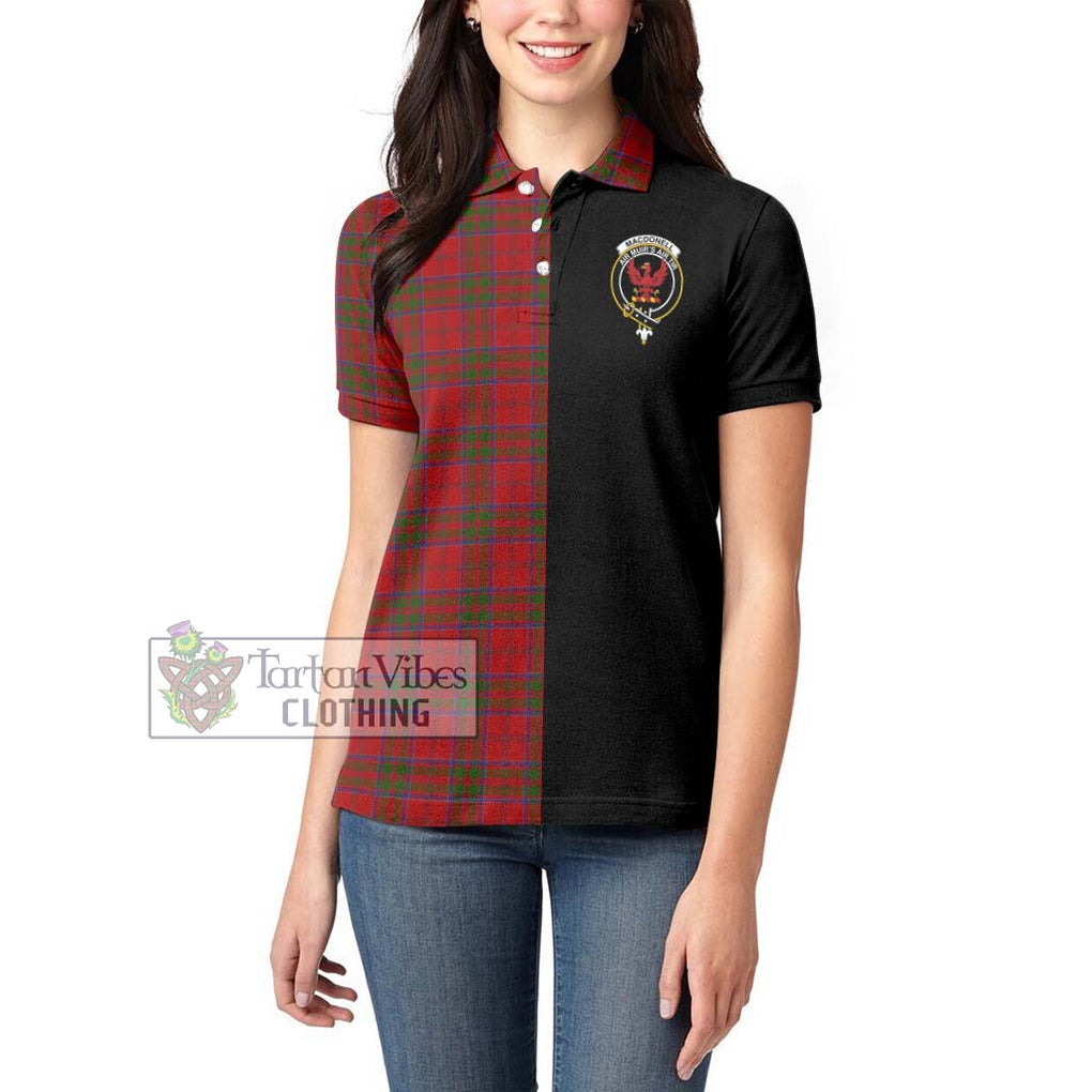 MacDonell of Keppoch Tartan Women's Polo Shirt with Family Crest and Half Of Me Style - Tartanvibesclothing Shop