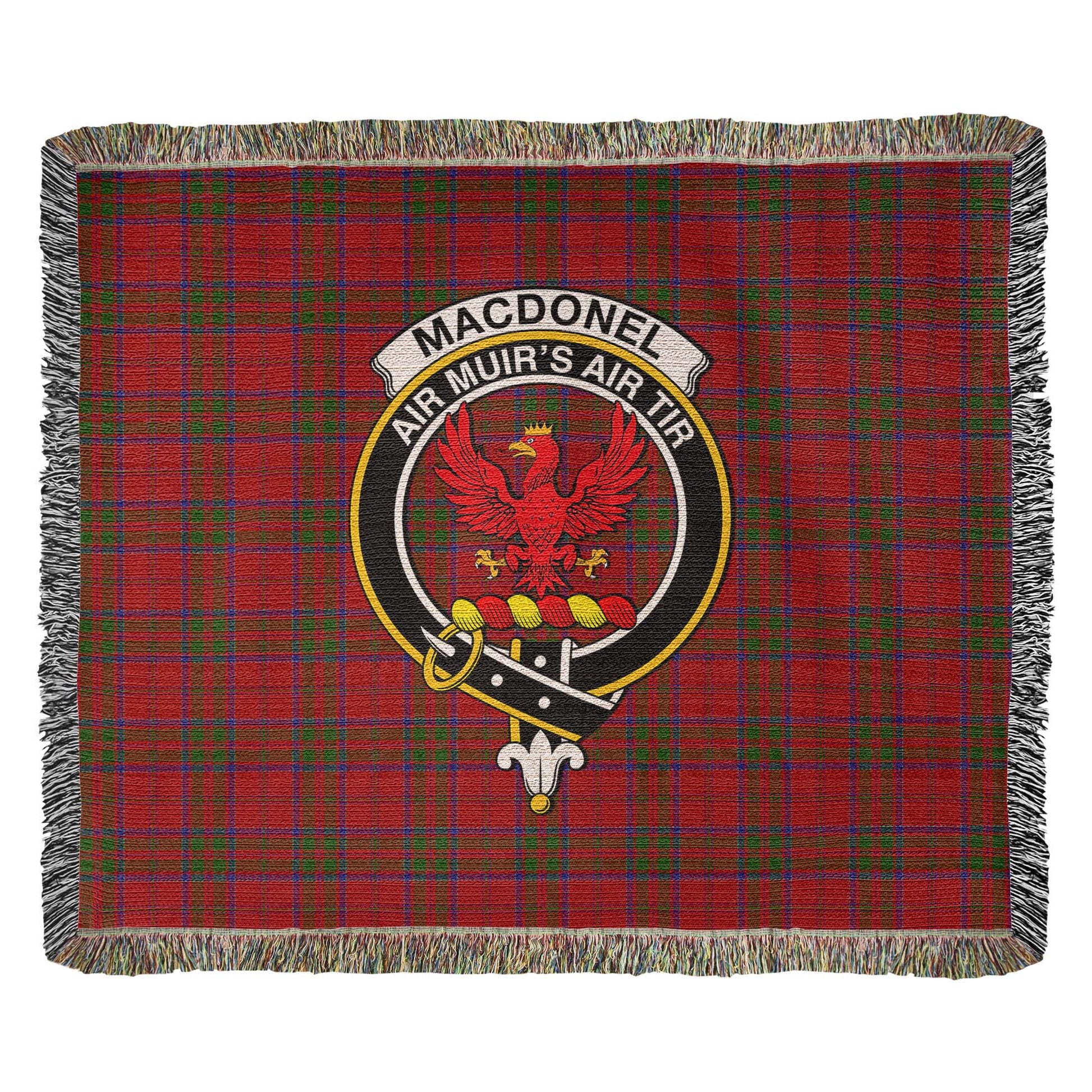 Tartan Vibes Clothing MacDonell of Keppoch Tartan Woven Blanket with Family Crest