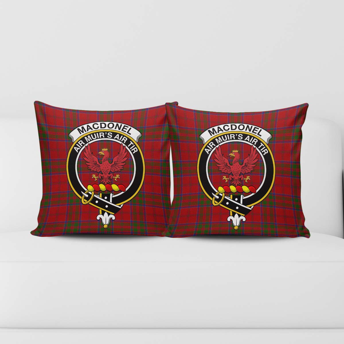 MacDonell of Keppoch Tartan Pillow Cover with Family Crest - Tartanvibesclothing