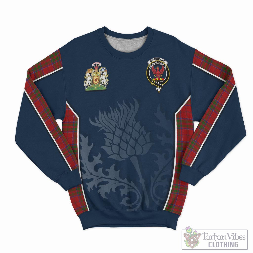 Tartan Vibes Clothing MacDonell of Keppoch Tartan Sweatshirt with Family Crest and Scottish Thistle Vibes Sport Style