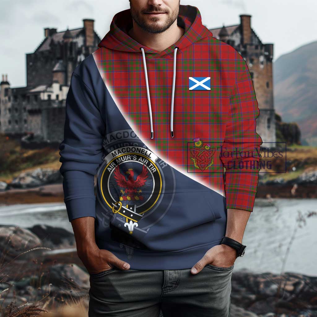 Tartan Vibes Clothing MacDonell of Keppoch Tartan Hoodie with Personalised National Flag and Family Crest Half Style