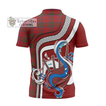 MacDonell of Keppoch Tartan Zipper Polo Shirt with Epic Bagpipe Style