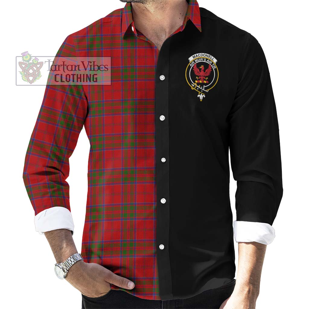 Tartan Vibes Clothing MacDonell of Keppoch Tartan Long Sleeve Button Shirt with Family Crest and Half Of Me Style