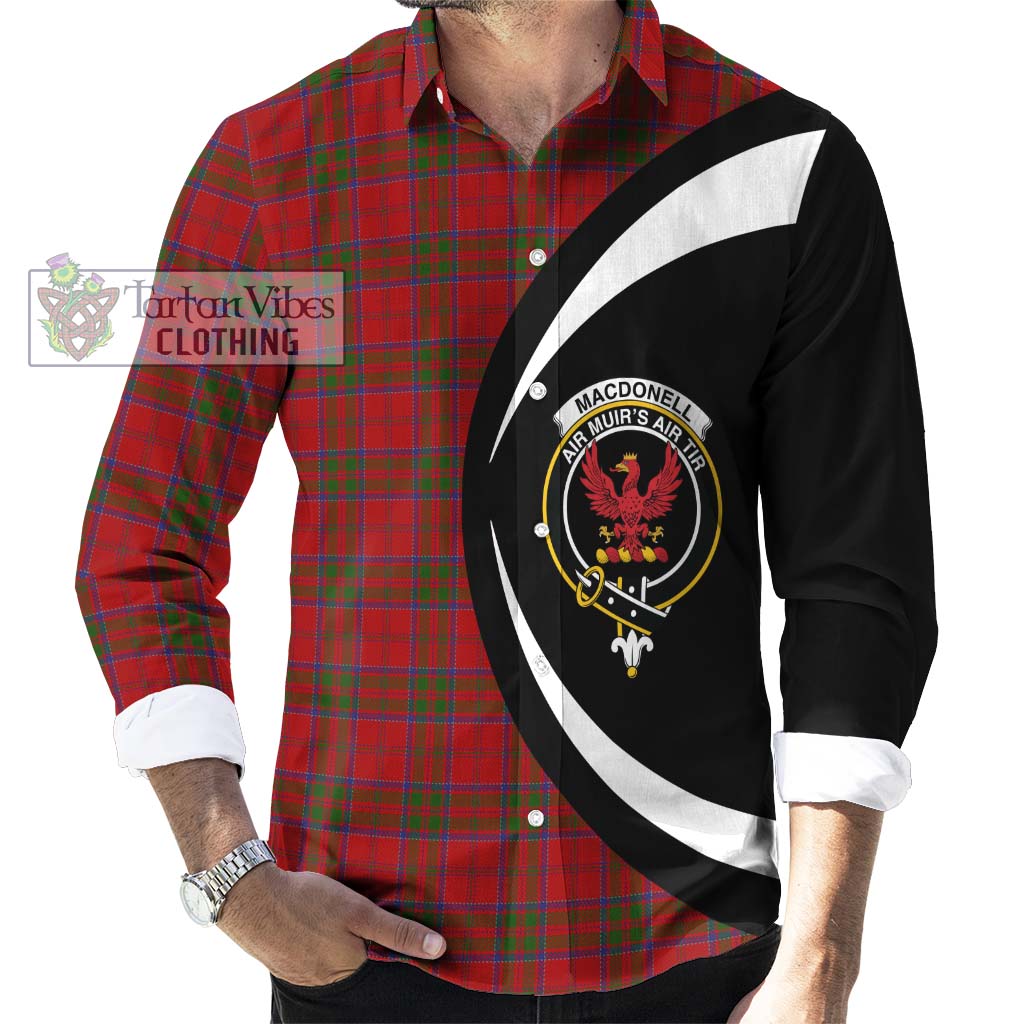 Tartan Vibes Clothing MacDonell of Keppoch Tartan Long Sleeve Button Up with Family Crest Circle Style