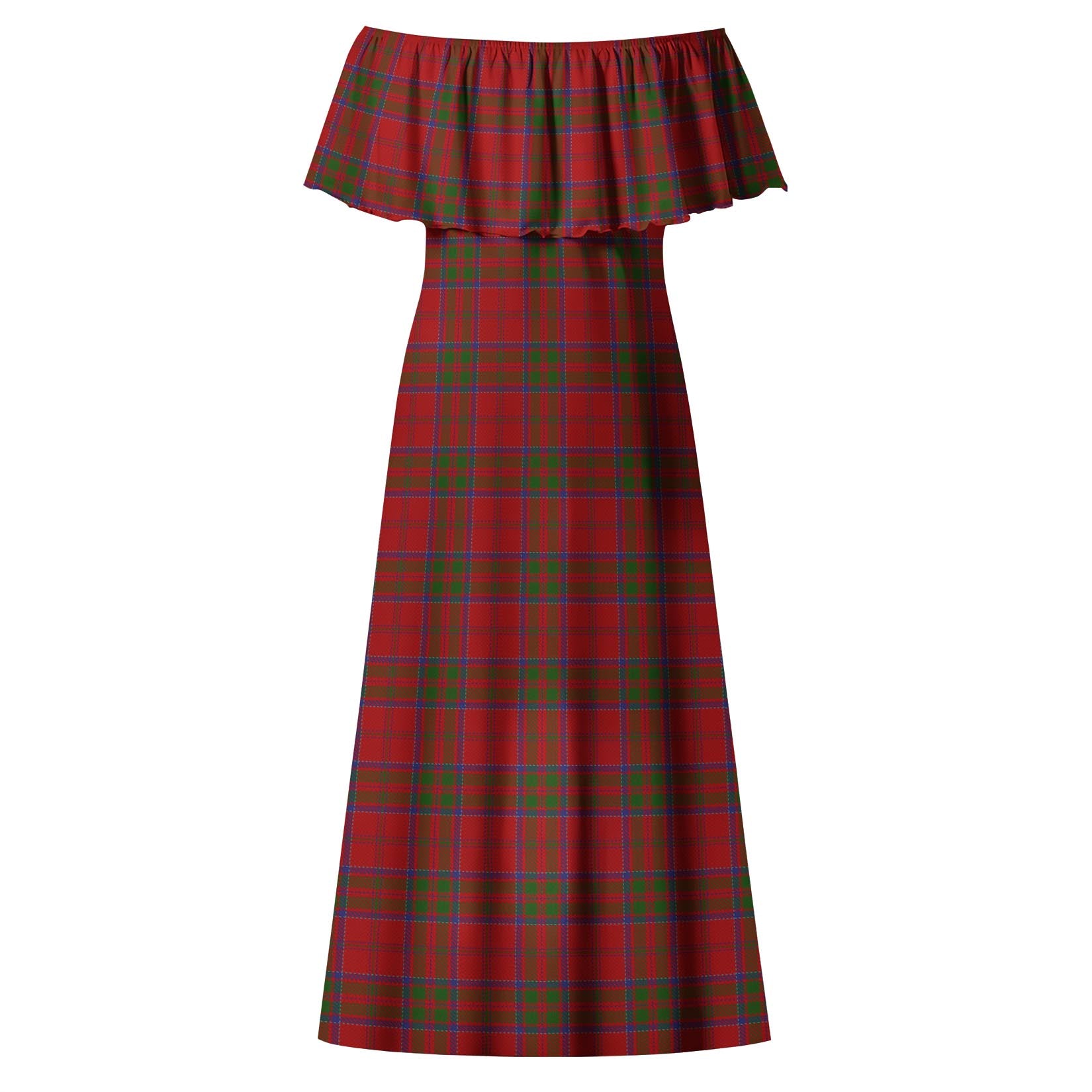 MacDonell of Keppoch Tartan Off Shoulder Long Dress - Tartanvibesclothing