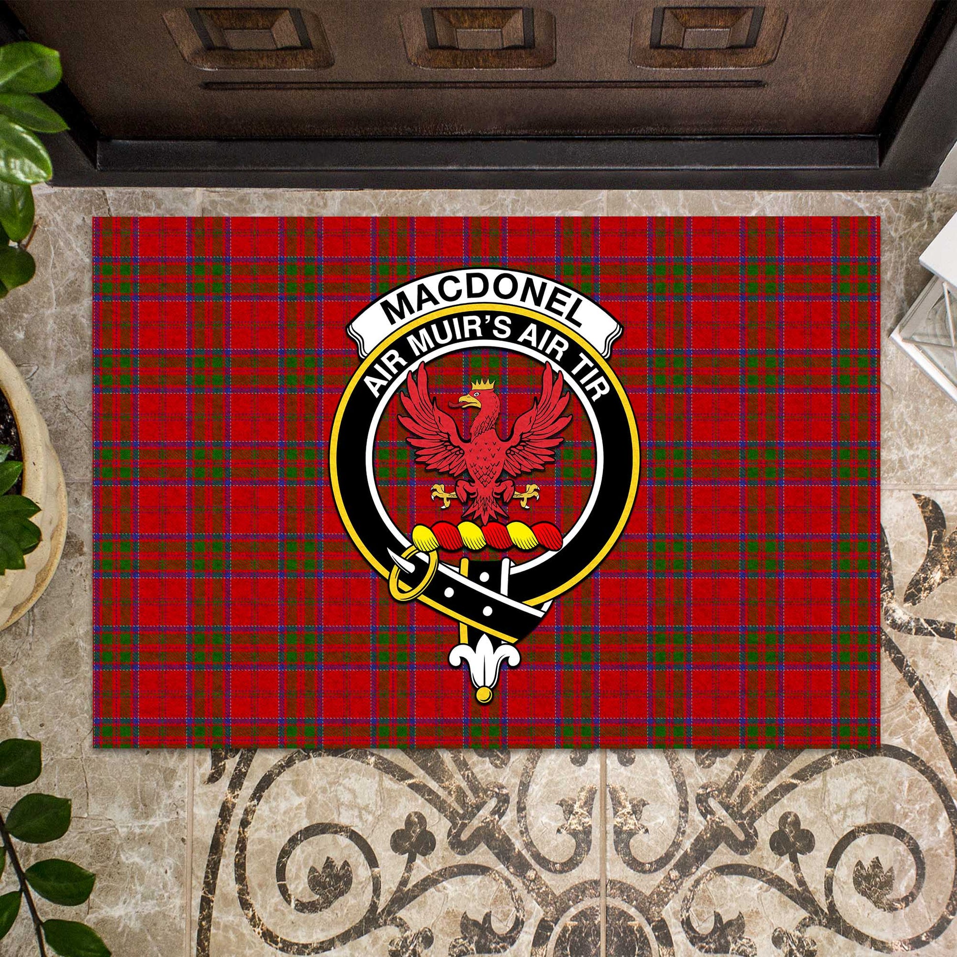 MacDonell of Keppoch Tartan Door Mat with Family Crest - Tartanvibesclothing